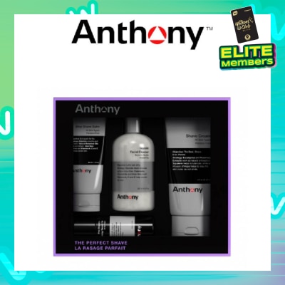 ANTHONY The Perfect Shave Kit Packset consists Glycolic Facial Cleanser 237ml + Pre- Shave + Conditioning Beard Oil 59ml + Shave Cream 177ml + After Shave Balm 90ml