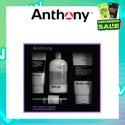 ANTHONY The Perfect Shave Kit Packset consists Glycolic Facial Cleanser 237ml + Pre- Shave + Conditioning Beard Oil 59ml + Shave Cream 177ml + After Shave Balm 90ml