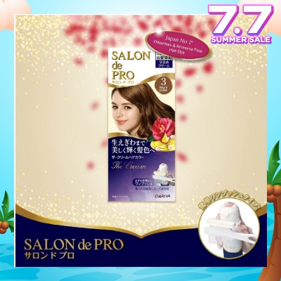 SALON DE PRO One-Push The Cream Grey Coverage Hair Color #3 Bright Brown (Odourless & Ammonia-Free) 1s