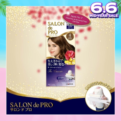 SALON DE PRO One-Push The Cream Grey Coverage Hair Color #4 Light Brown (Odourless & Ammonia-Free) 1s