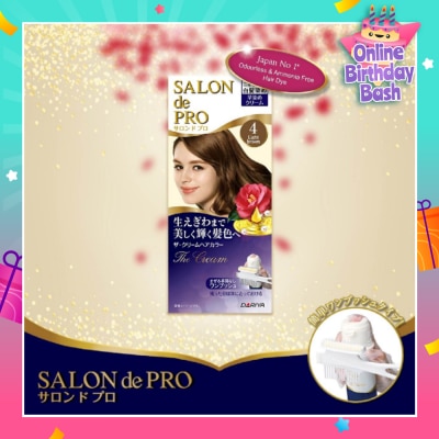 SALON DE PRO One-Push The Cream Grey Coverage Hair Color #4 Light Brown (Odourless & Ammonia-Free) 1s