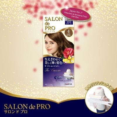 SALON DE PRO One-Push The Cream Grey Coverage Hair Color #4 Light Brown (Odourless & Ammonia-Free) 1s