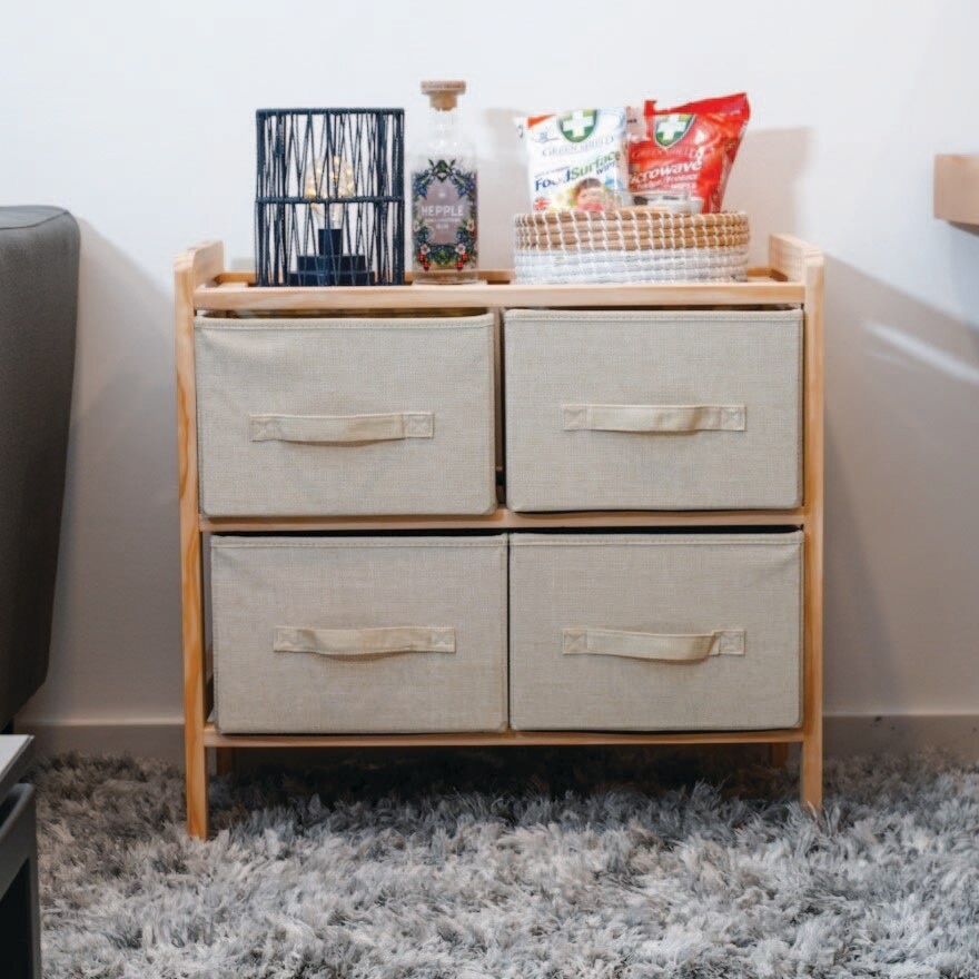 2 Tier Wooden Fabric Dresser 1s