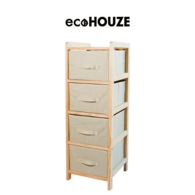 HOUZE 4 Tier Wooden Fabric Dresser 1s