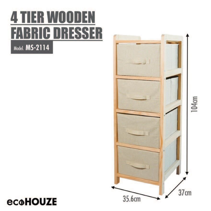 4 Tier Wooden Fabric Dresser 1s