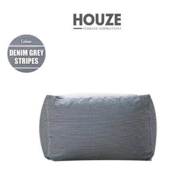 HOUZE Laxla Bean Bag Denim Grey Stripes 1s