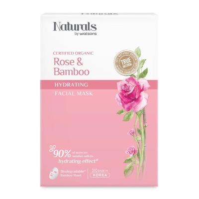 NATURALS BY WATSONS Certified Organic Rose & Bamboo Hydrating Facial Mask 25ml x 5s