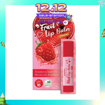 WATSONS Fruit Lip Balm Strawberry Spf10 (Strawberry Seed Oil, Moisturises And Softens) 3.5g