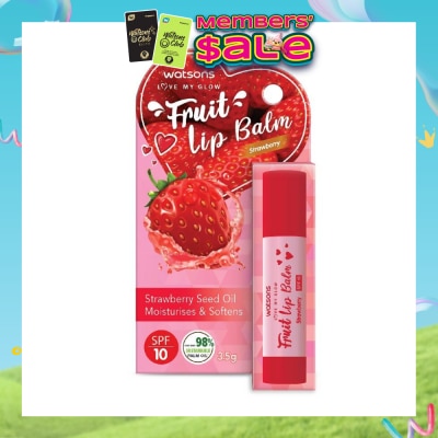 WATSONS - Fruit Lip Balm Strawberry Spf10 (Strawberry Seed Oil, Moisturises And Softens) 3.5g