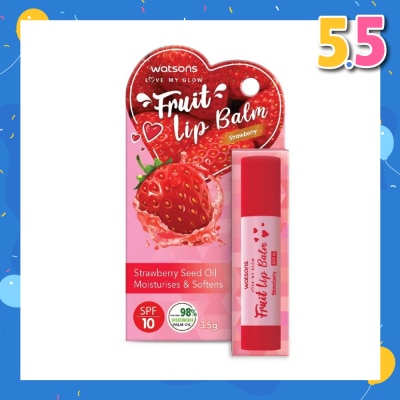 WATSONS Fruit Lip Balm Strawberry Spf10 (Strawberry Seed Oil, Moisturises And Softens) 3.5g