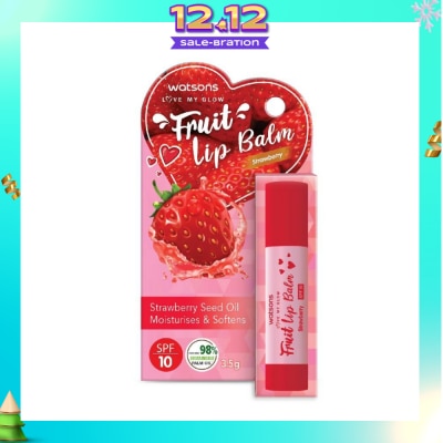WATSONS Fruit Lip Balm Strawberry Spf10 (Strawberry Seed Oil, Moisturises And Softens) 3.5g