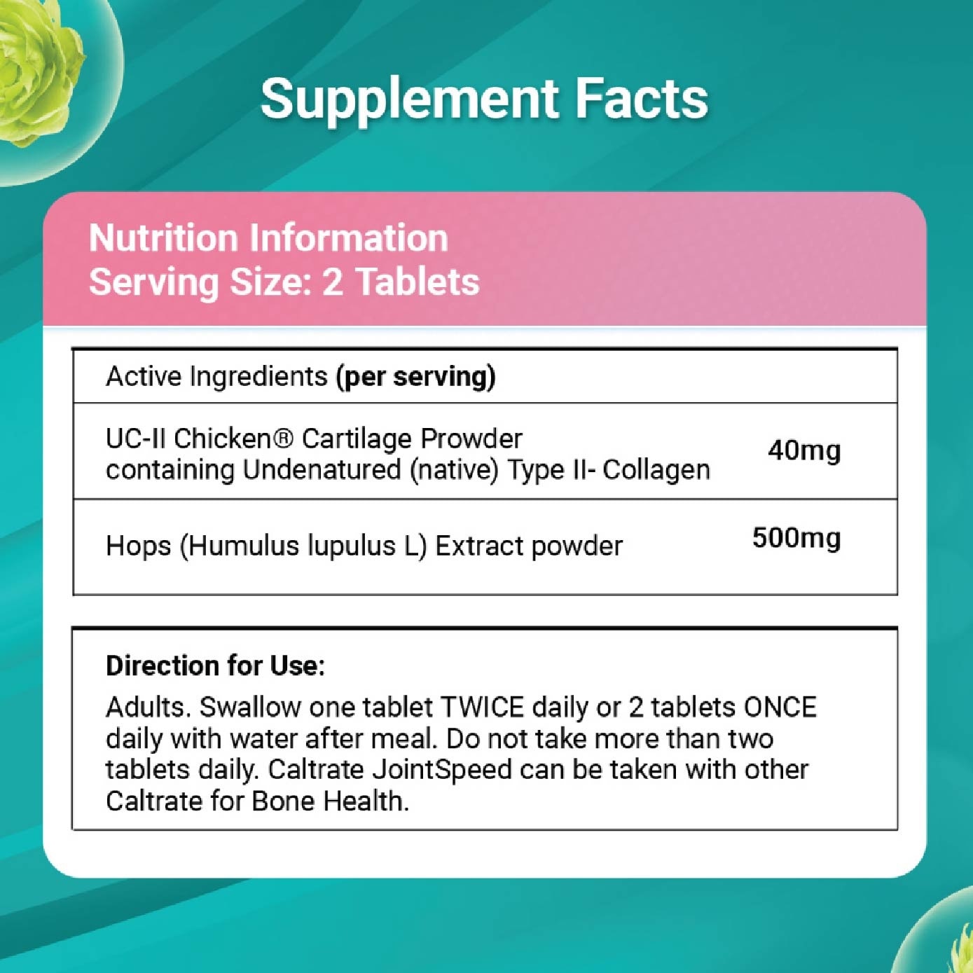 Joint Speed Dual Action with Herbal Hops Extract & UC-II® Collagen 42s