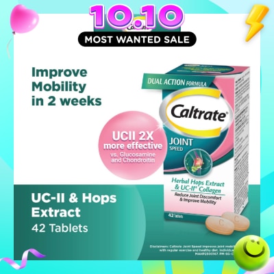 CALTRATE Joint Speed Dual Action with Herbal Hops Extract & UC II® Collagen 42s (Expiry: Jun`2027) image