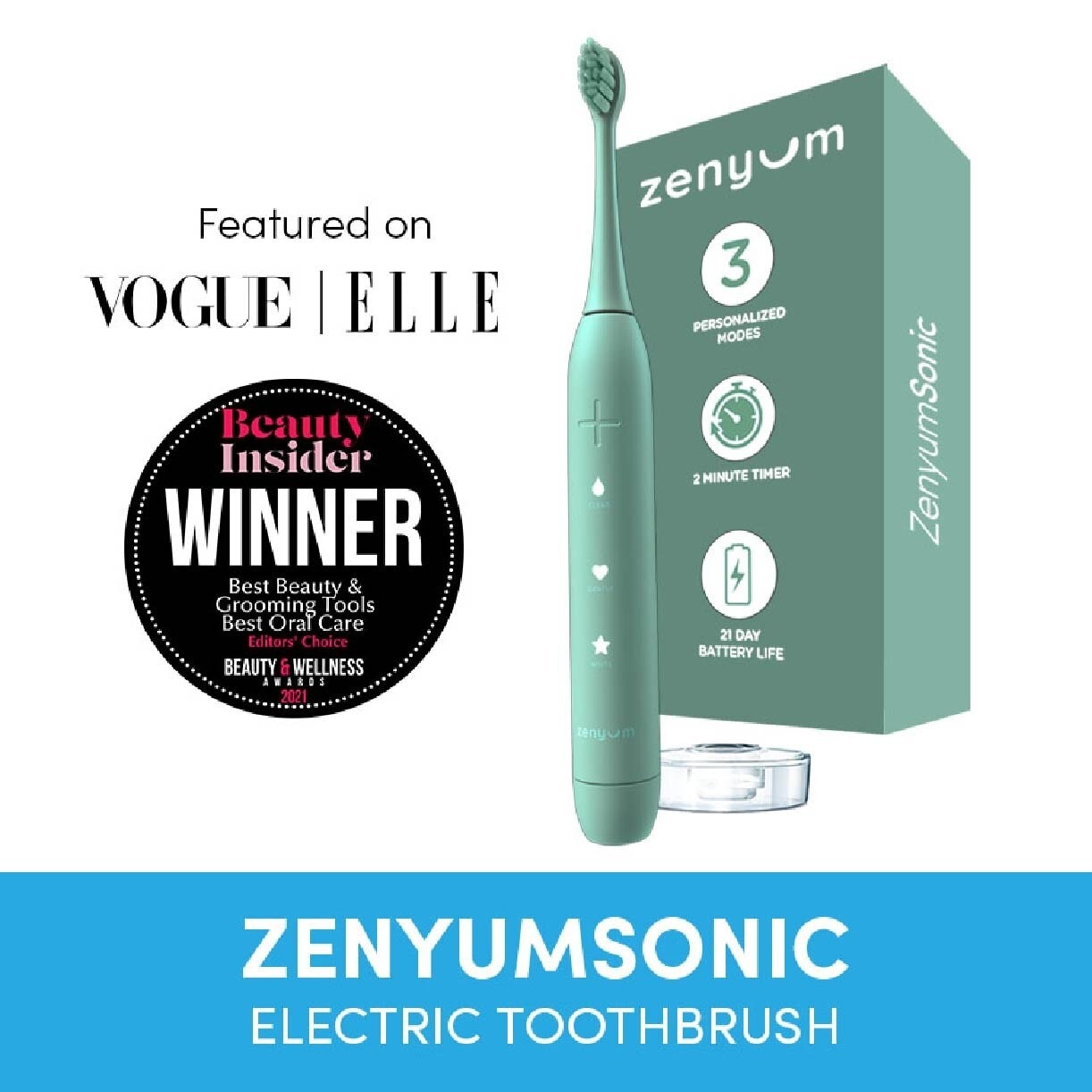 ZenyumSonic Electric Toothbrush Matte Green 1s