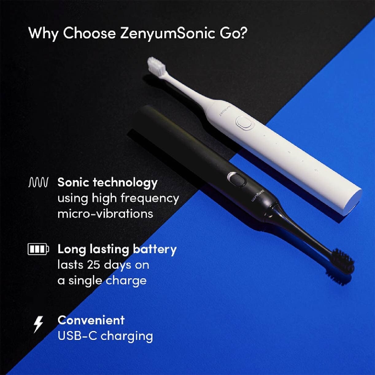 ZenyumSonic Go Travel Electric Toothbrush Black 1s