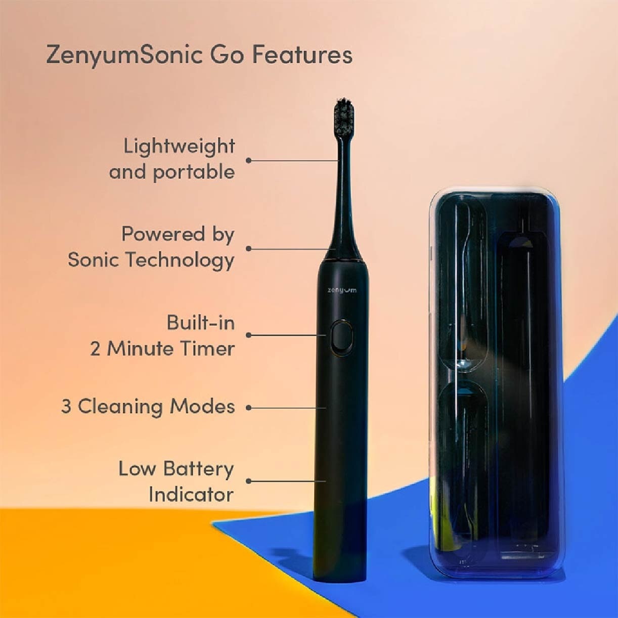 ZenyumSonic Go Travel Electric Toothbrush Black 1s