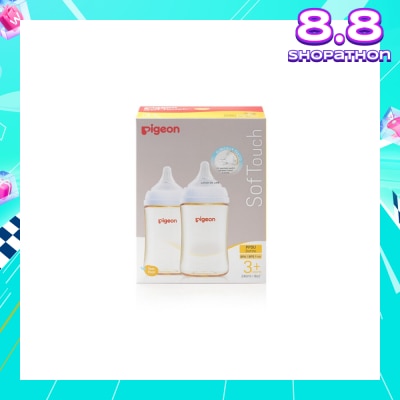 PIGEON Softouch 3 Nursing Bottle PPSU Twin Packset (For 3+ months) 240ml