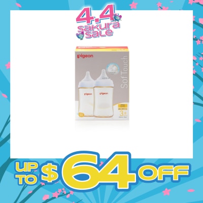 PIGEON - Softouch 3 Nursing Bottle PPSU Twin Packset (For 3+ months) 240ml