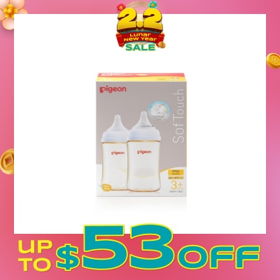 PIGEON Softouch 3 Nursing Bottle PPSU Twin Packset (For 3+ months) 240ml