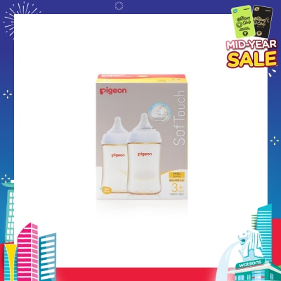 PIGEON Softouch 3 Nursing Bottle PPSU Twin Packset (For 3+ months) 240ml