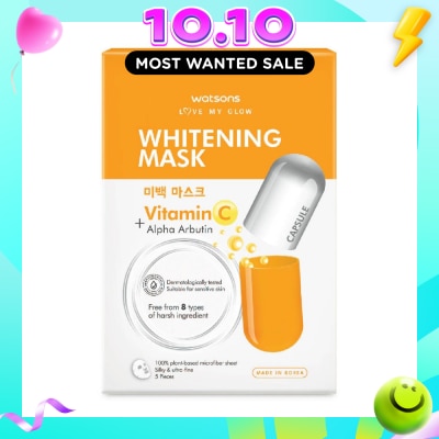 WATSONS Love My Glow Whitening Capsule Mask (Vitamin C + Alpha Arbutin) 25ml x 5s image