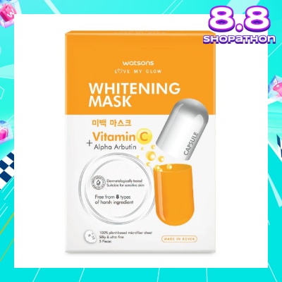 WATSONS Love My Glow Whitening Capsule Mask (Vitamin C + Alpha Arbutin) 25ml x 5s