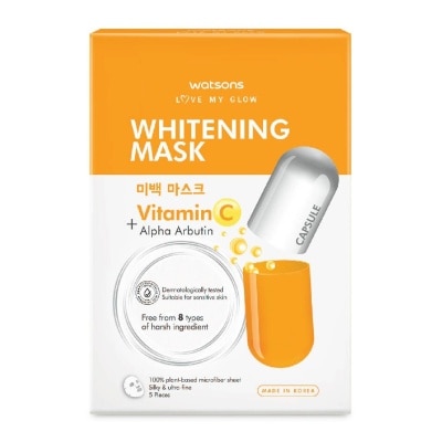 WATSONS Love My Glow Whitening Capsule Mask (Vitamin C + Alpha Arbutin) 25ml x 5s