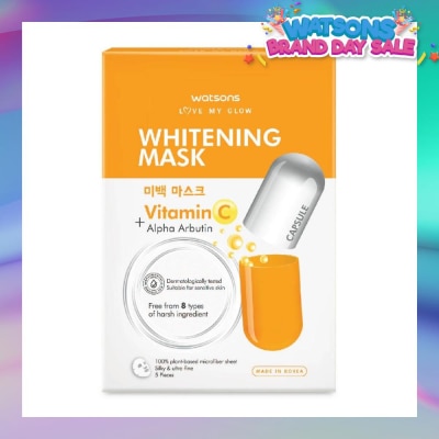 WATSONS Love My Glow Whitening Capsule Mask (Vitamin C + Alpha Arbutin) 25ml x 5s