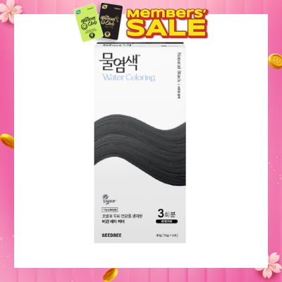 SEEDBEE Herbal Water Permanent Colour Natural Black (No Ammonia + For Grey Hair Coverage) 10g x 3s