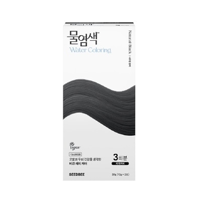 SEEDBEE Herbal Water Permanent Colour Natural Black (No Ammonia + For Grey Hair Coverage) 10g x 3s