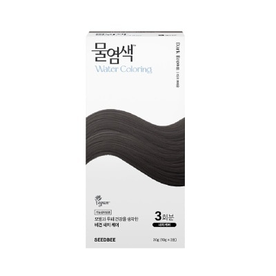 SEEDBEE Herbal Water Permanent Colour Dark Brown (No Ammonia + For Grey Hair Coverage) 10g x 3s