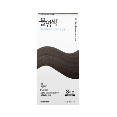 SEEDBEE Herbal Water Permanent Dye Medium Brown (No Ammonia + For Grey Hair Coverage) 10g x 3s