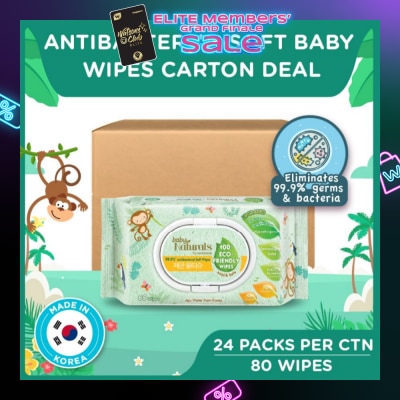 WATSONS Baby Naturals 100% Eco-Friendly Wipes (99% Antibacterial Soft Wipes + Mild & Safe) 80s x 24 packs