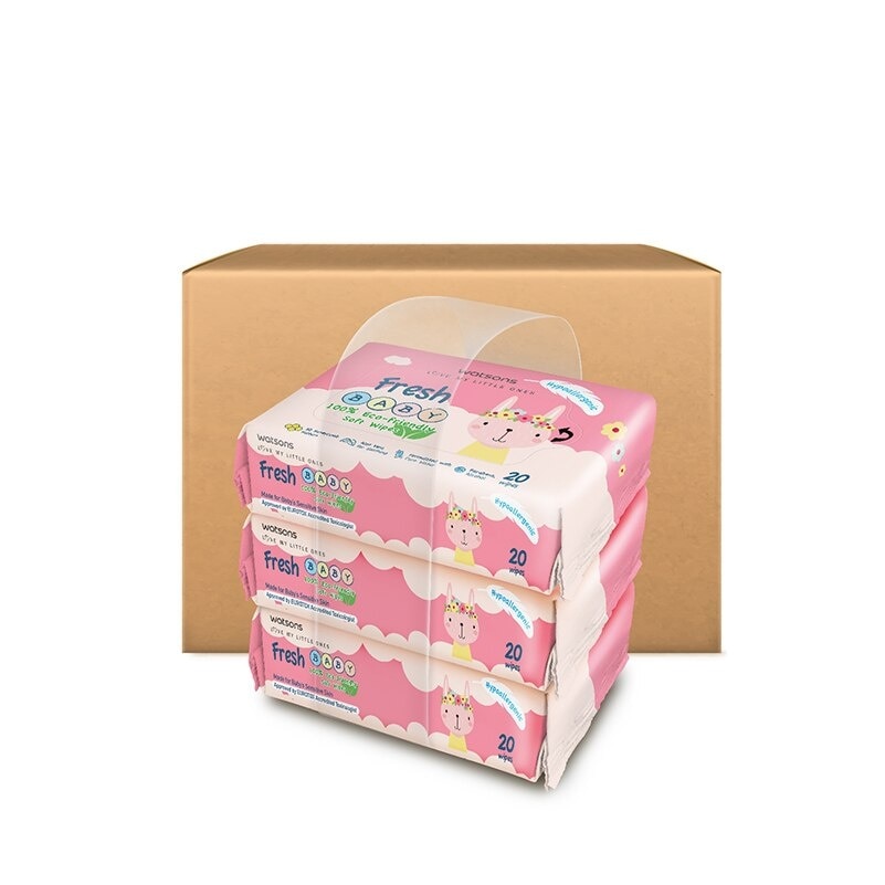 Watsons Hypoallergenic Fresh Baby Wipes 20s x 3 x 16 packs(For Sensitive Skin)