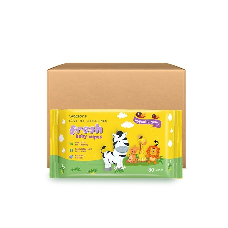 Watsons Hypoallergenic Fresh Baby Wipes 80s x 12 packs (For Sensitive Skin)