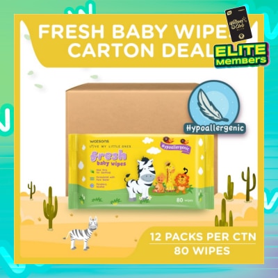 WATSONS Watsons Hypoallergenic Fresh Baby Wipes 80s x 12 packs (For Sensitive Skin)