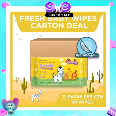 WATSONS - Hypoallergenic Fresh Baby Wipes 80s x 12 packs (For Sensitive Skin) image