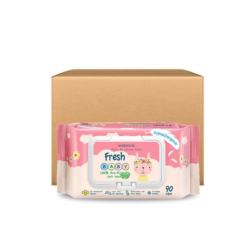 Watsons Hypoallergenic Fresh Baby Wipes 90s x 12 packs (For Sensitive Skin)