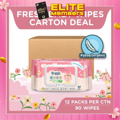 WATSONS Watsons Hypoallergenic Fresh Baby Wipes 90s x 12 packs (For Sensitive Skin)