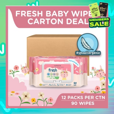 WATSONS Watsons Hypoallergenic Fresh Baby Wipes 90s x 12 packs (For Sensitive Skin)