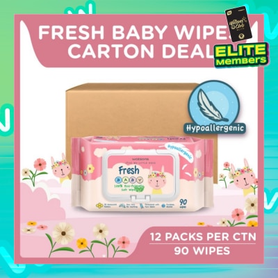 WATSONS Watsons Hypoallergenic Fresh Baby Wipes 90s x 12 packs (For Sensitive Skin)
