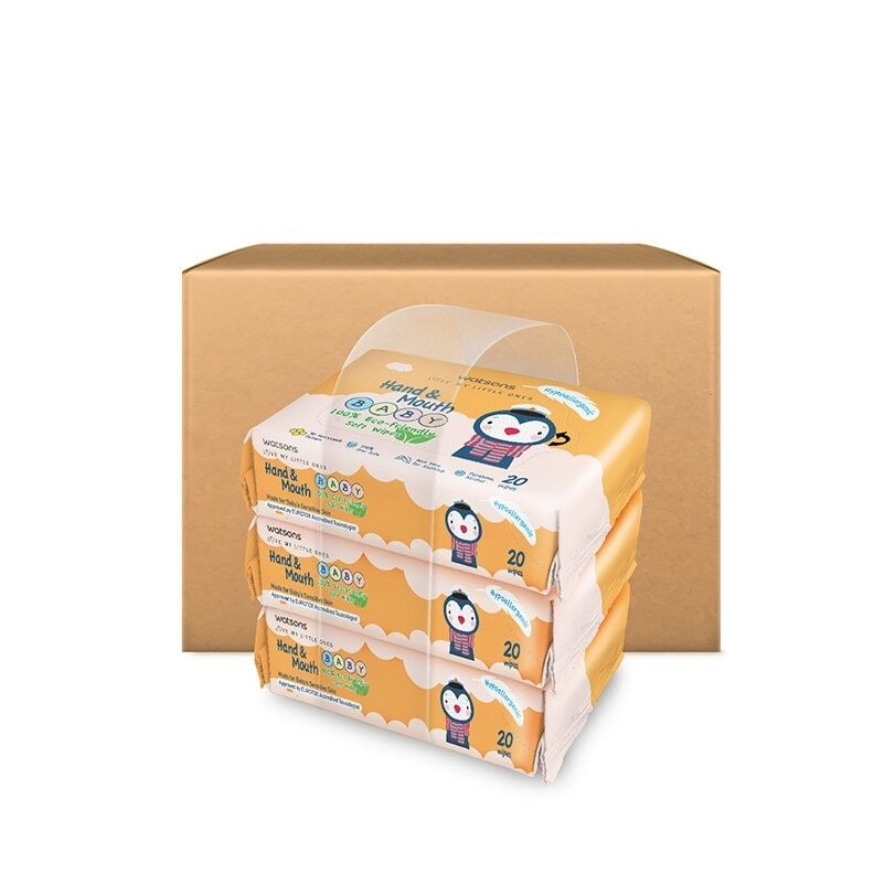 Hand & Mouth Baby Wipes 100% Eco-Friendly Soft Wipes Hypoallergenic (Made For Baby's Sensitive Skin) 20s x 3 packs