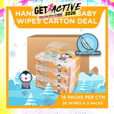 WATSONS -  Hand & Mouth Baby Wipes 100% Eco-Friendly Soft Wipes Hypoallergenic (Made For Baby's Sensitive Skin) 20s x 3 packs image