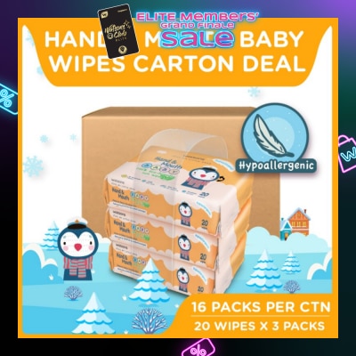 WATSONS Hand & Mouth Baby Wipes 100% Eco-Friendly Soft Wipes Hypoallergenic (Made For Baby's Sensitive Skin) 20s x 3 packs