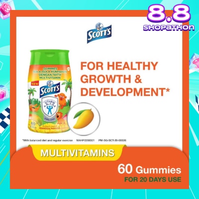 SCOTT'S Multivitamins Gummies Mango (Support Immunity + Bone Growth And Healthy Vision for Children) 60s