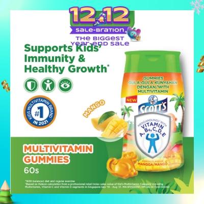 SCOTT'S Multivitamins Gummies Mango (Support Immunity + Bone Growth And Healthy Vision for Children) 60s