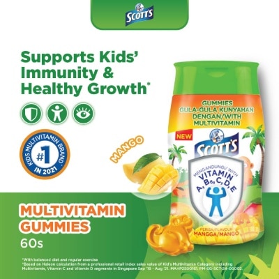 SCOTT'S Multivitamins Gummies Mango (Support Immunity + Bone Growth And Healthy Vision for Children) 60s