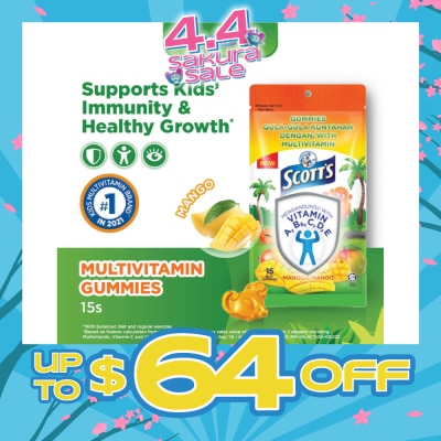 SCOTT'S - Multivitamins Gummies Mango (Support Immunity + Bone Growth And Healthy Vision for Children) 15s (Expiry: Dec`2026)