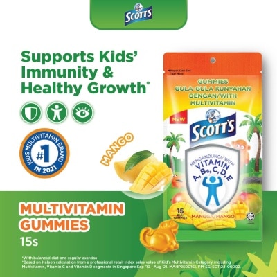 SCOTT'S Multivitamins Gummies Mango (Support Immunity + Bone Growth And Healthy Vision for Children) 15s