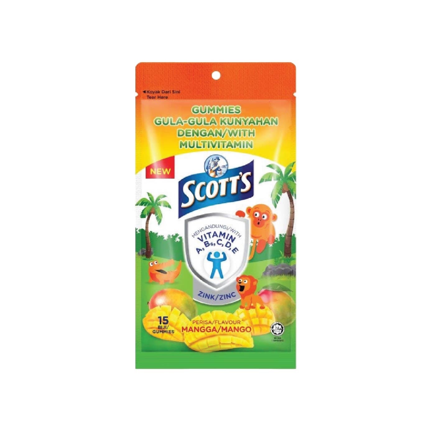 Multivitamins Gummies Mango (Support Immunity + Bone Growth And Healthy Vision for Children) 15s